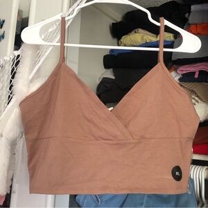 Brown V- Neckline Crop Top Tank
